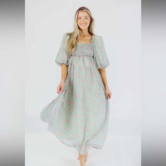 Melody Maxi Dress in Turquoise Floral - Picture 1 of 9